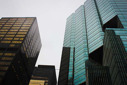 office building two high-rise buildings urban